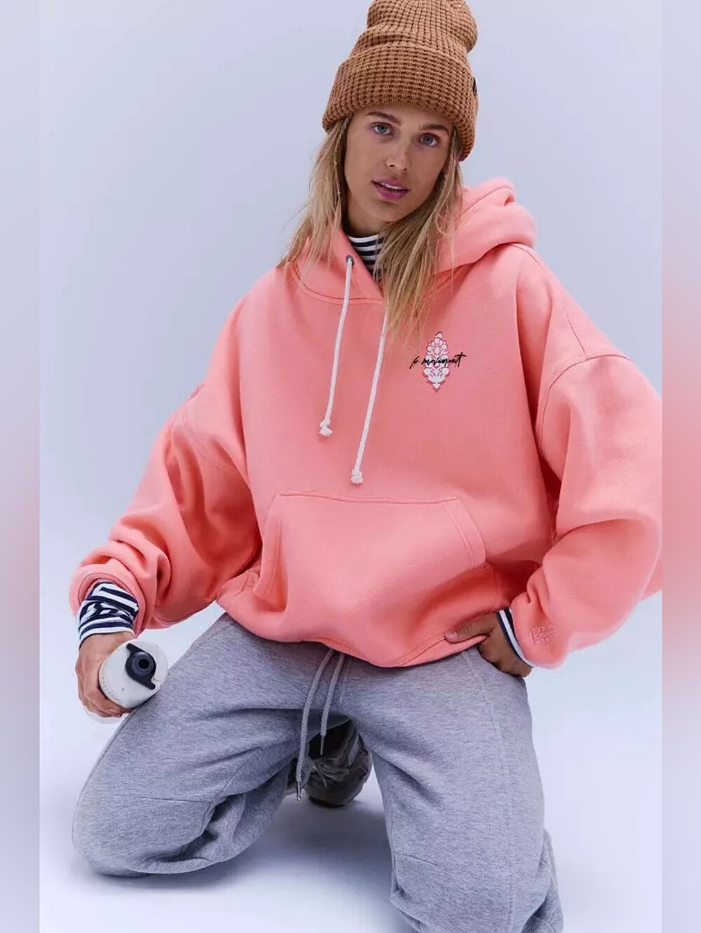 🪷Free People FP Movement Final Call Front Logo Hoodie In Fruit Punch, S